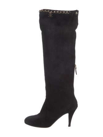 Chanel Interlocking CC Logo Suede Boots
