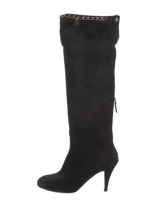 Chanel Interlocking CC Logo Suede Boots