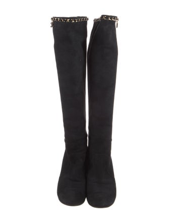 Chanel Interlocking CC Logo Suede Boots
