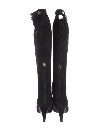 Chanel Interlocking CC Logo Suede Boots