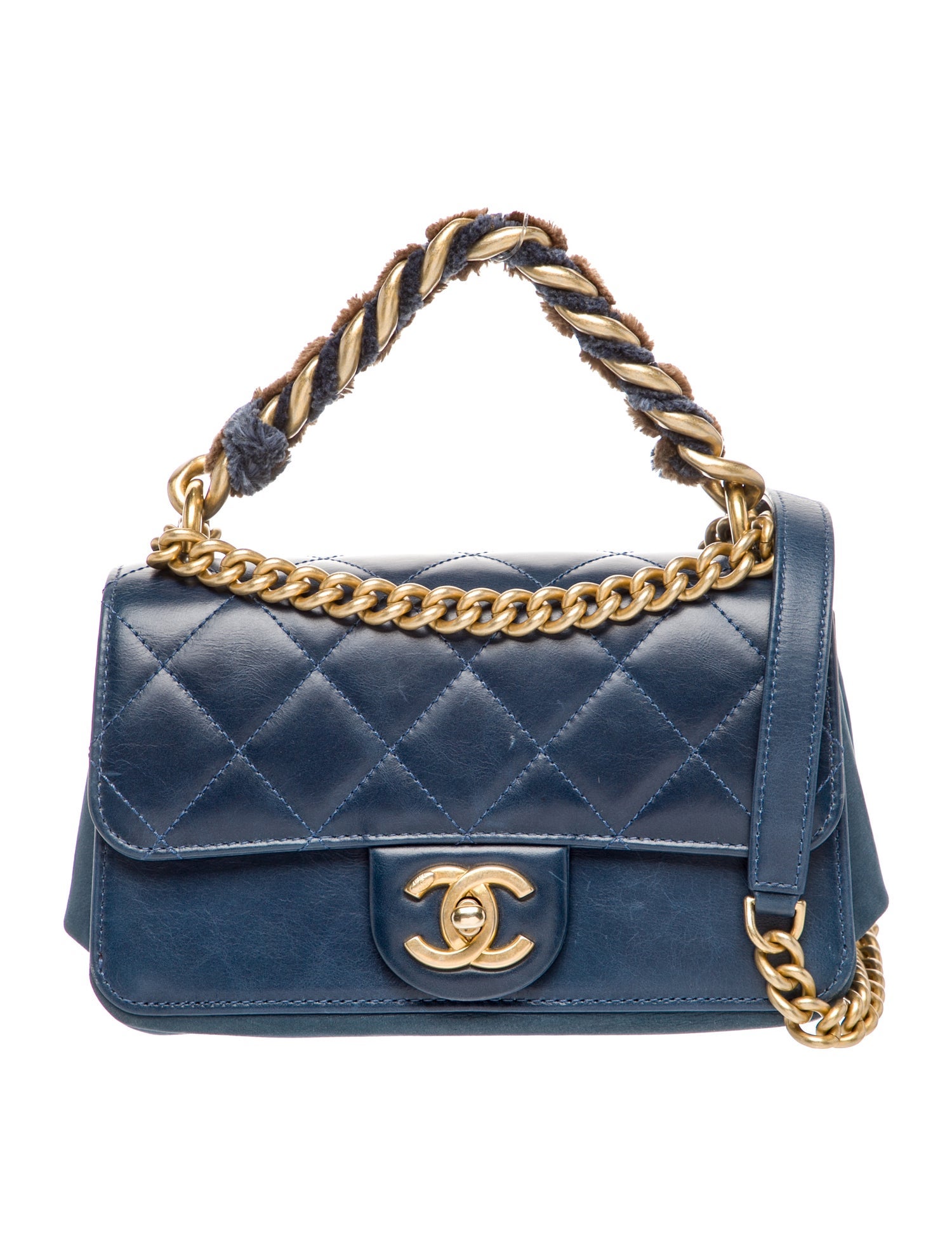 Chanel Rabbit-Trimmed Trapeze Bag
