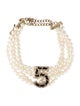 Chanel 2023 Faux Pearl, Leather & Strass Choker Necklace