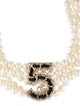 Chanel 2023 Faux Pearl, Leather & Strass Choker Necklace