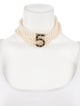 Chanel 2023 Faux Pearl, Leather & Strass Choker Necklace