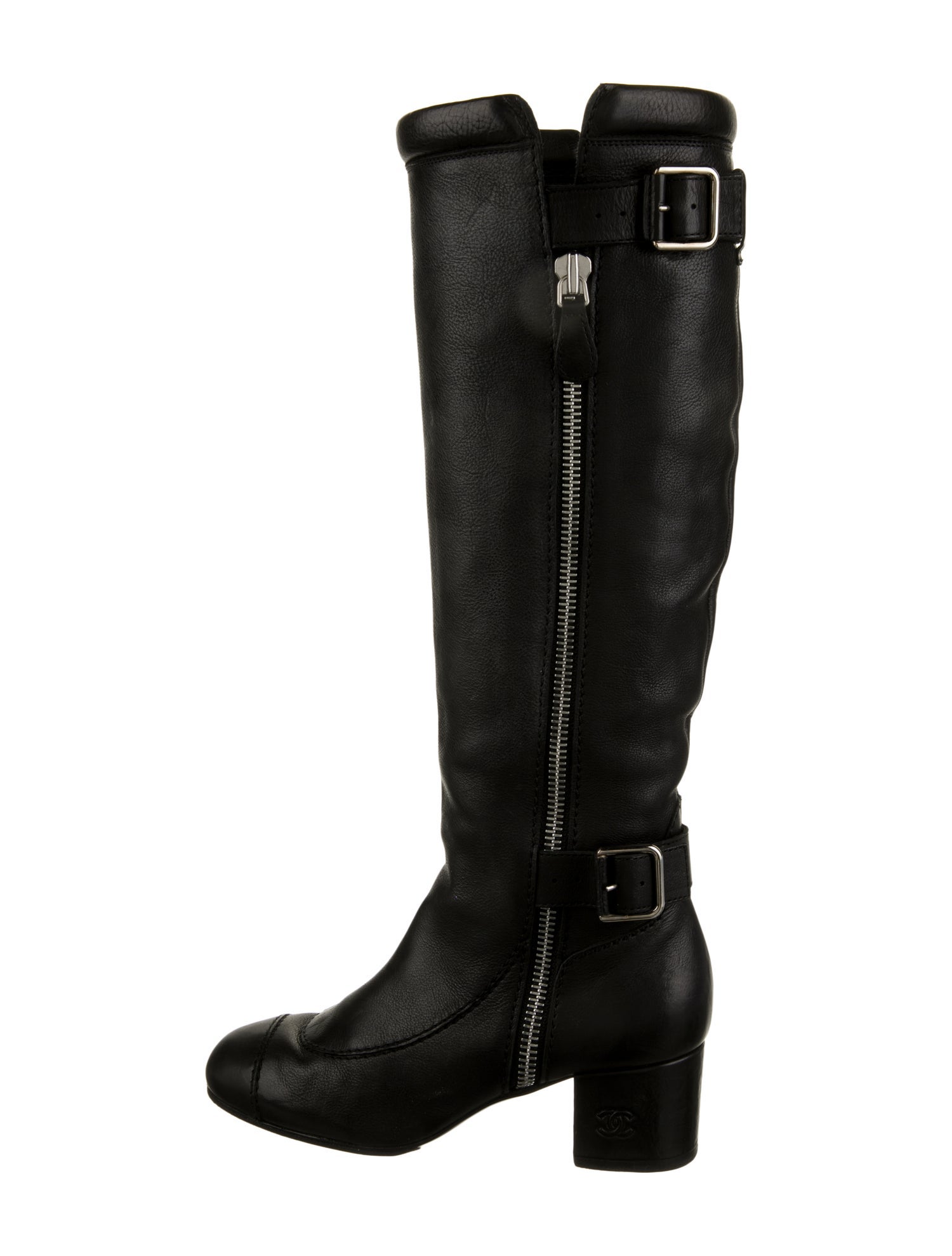 Chanel Vintage Interlocking CC Logo Riding Boots