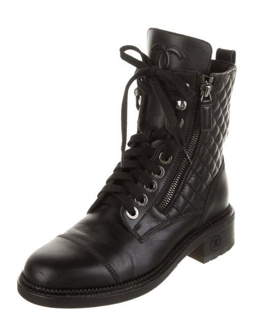 Chanel Interlocking CC Logo Leather Combat Boots