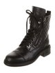 Chanel Interlocking CC Logo Leather Combat Boots