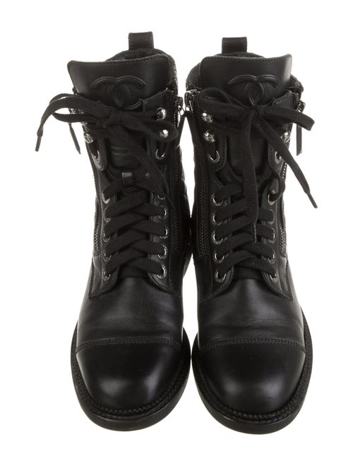 Chanel Interlocking CC Logo Leather Combat Boots