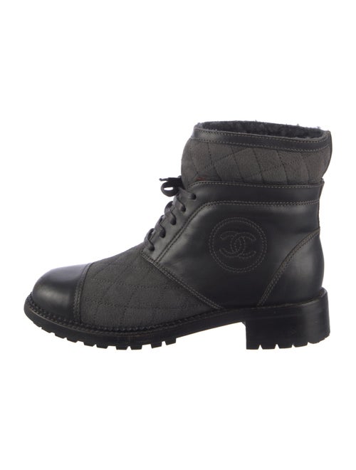 Chanel Interlocking CC Logo Suede Combat Boots