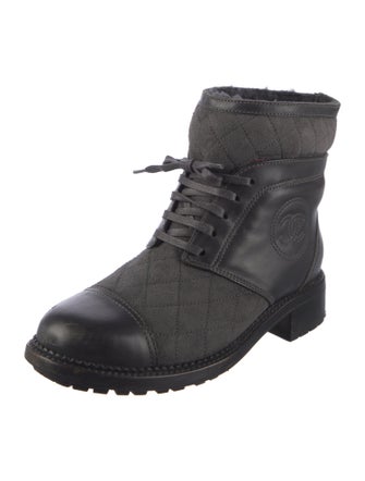 Chanel Interlocking CC Logo Suede Combat Boots