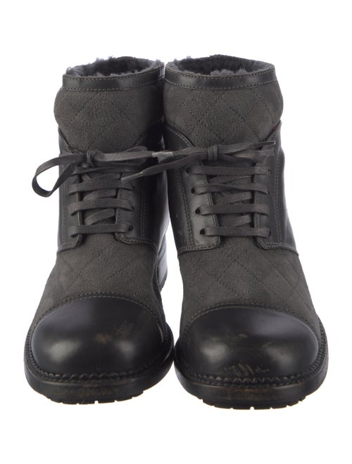 Chanel Interlocking CC Logo Suede Combat Boots