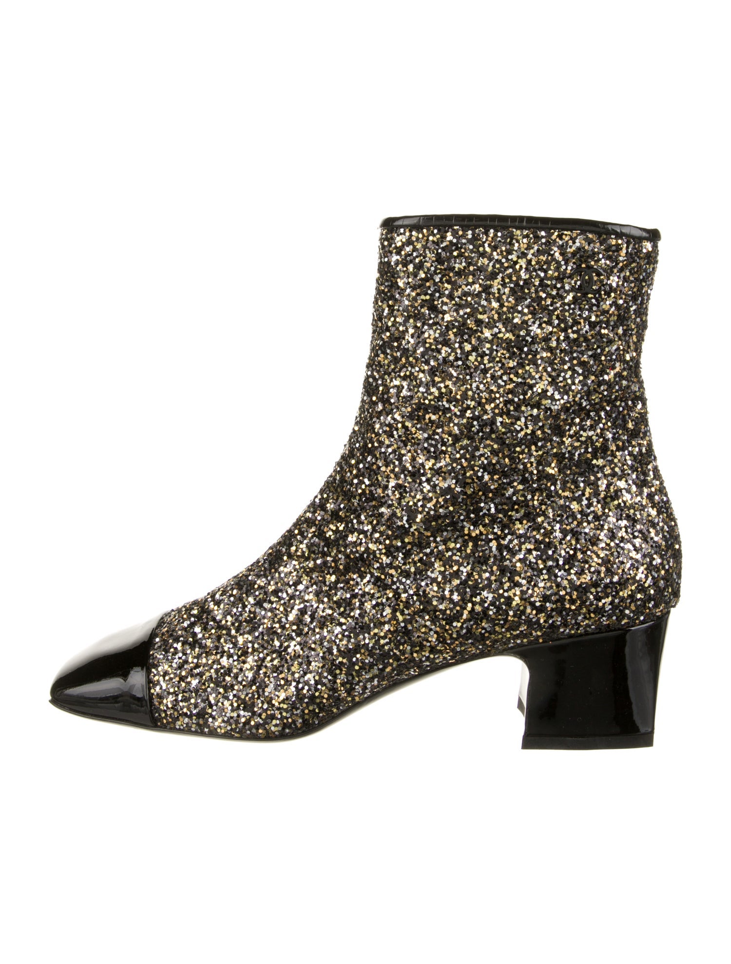 Chanel Interlocking CC Logo Glitter Boots