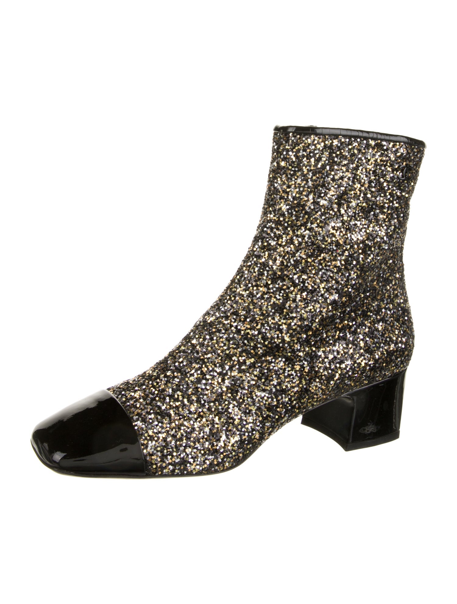 Chanel Interlocking CC Logo Glitter Boots