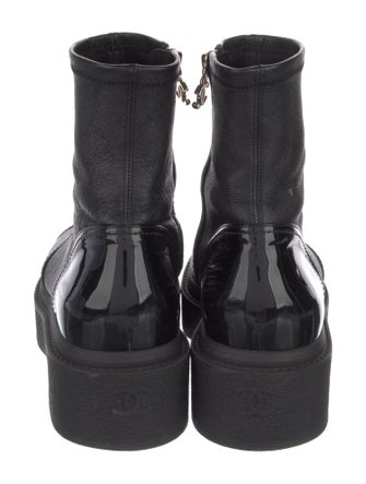 Chanel Interlocking CC Logo Leather Sock Boots