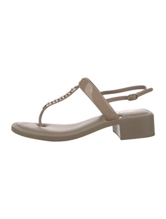Chanel 2022 Interlocking CC Logo T-Strap Sandals