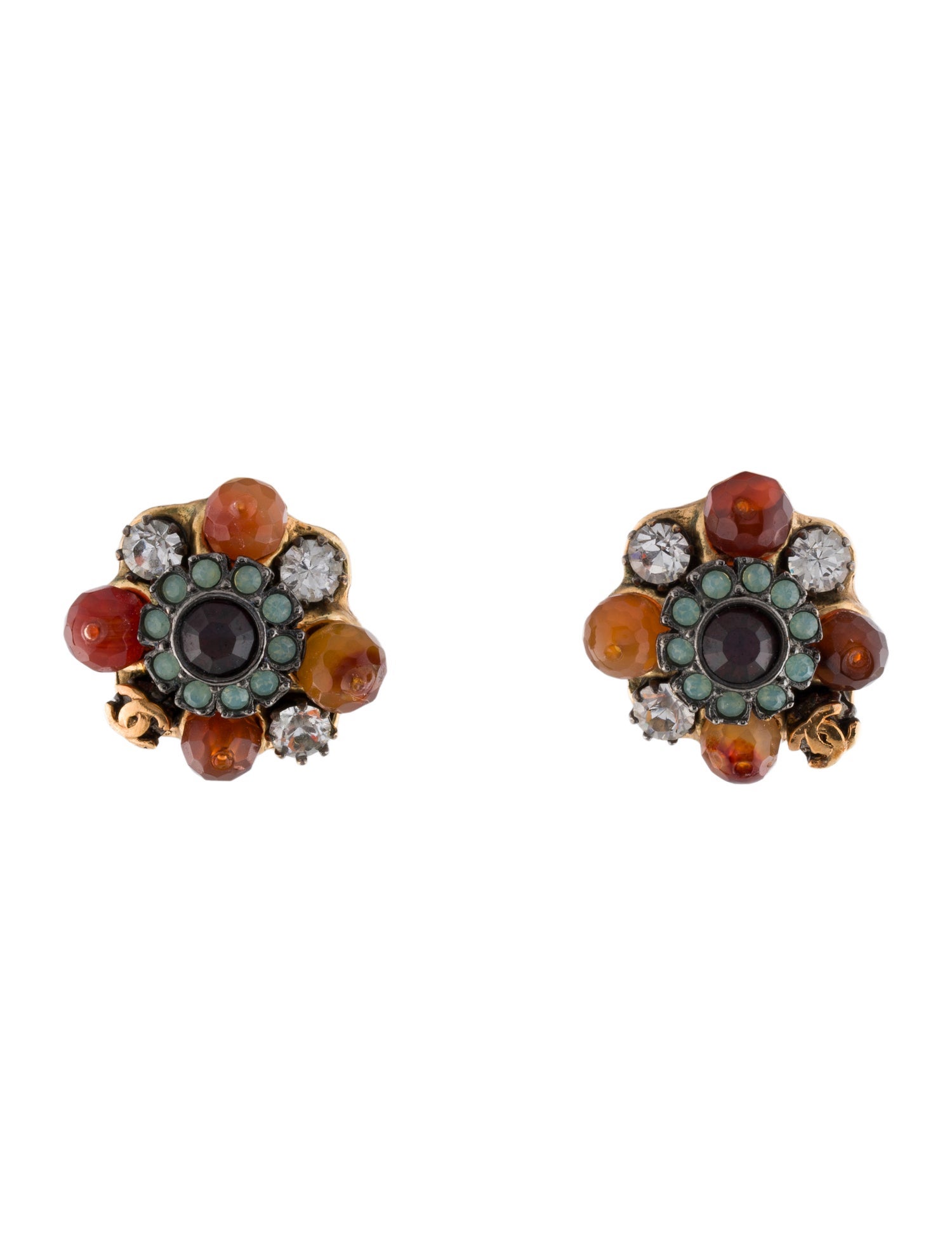 Chanel Strass & Bead CC Clip-On Earrings