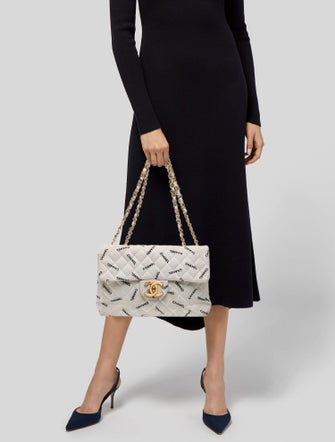 Chanel Classic Jumbo Canvas XL Maxi Flap Bag