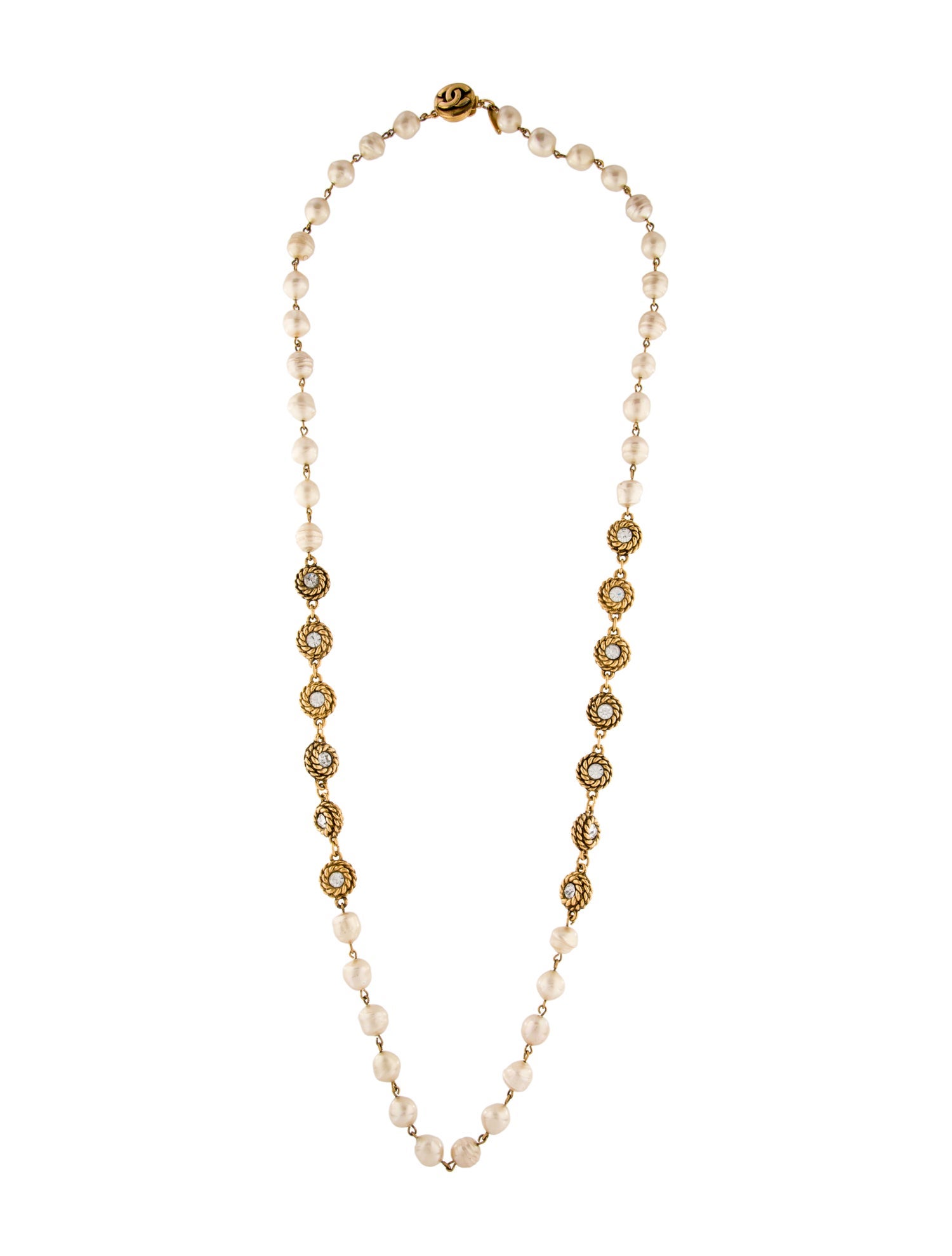 Chanel Vintage Faux Pearl & Strass Necklace