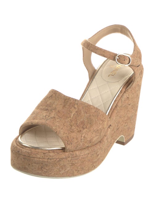 Chanel Interlocking CC Logo Leather Trim Embellishment Espadrilles