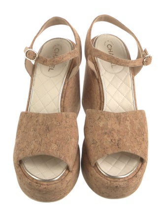 Chanel Interlocking CC Logo Leather Trim Embellishment Espadrilles