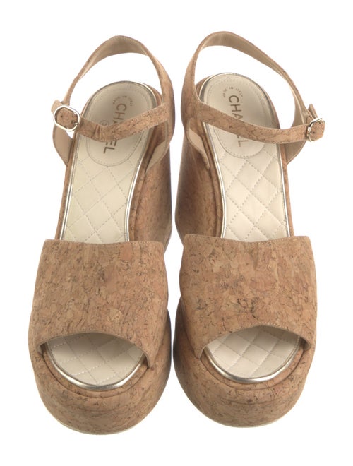 Chanel Interlocking CC Logo Leather Trim Embellishment Espadrilles