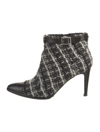 Chanel Interlocking CC Logo Tweed Boots
