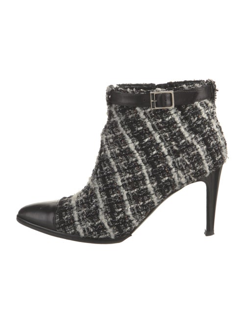 Chanel Interlocking CC Logo Tweed Boots