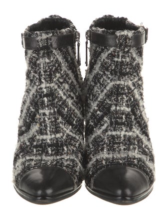 Chanel Interlocking CC Logo Tweed Boots