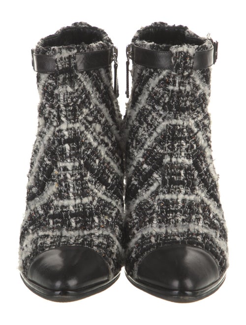 Chanel Interlocking CC Logo Tweed Boots