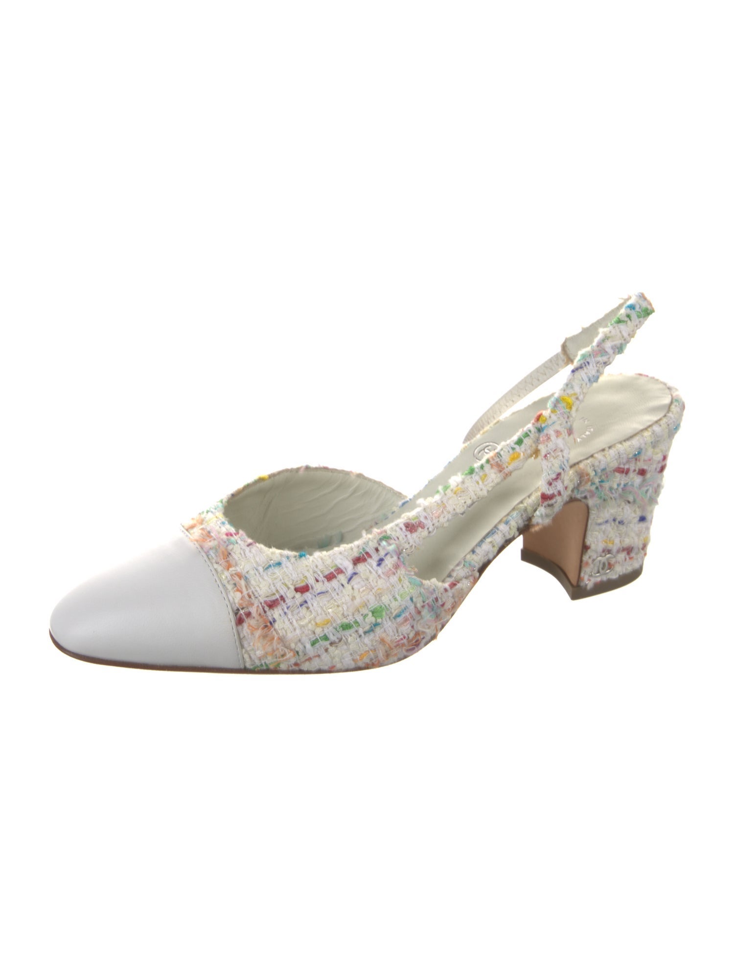 Chanel Interlocking CC Logo Tweed Slingback Pumps