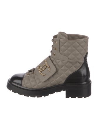Chanel 2022 Interlocking CC Logo Combat Boots