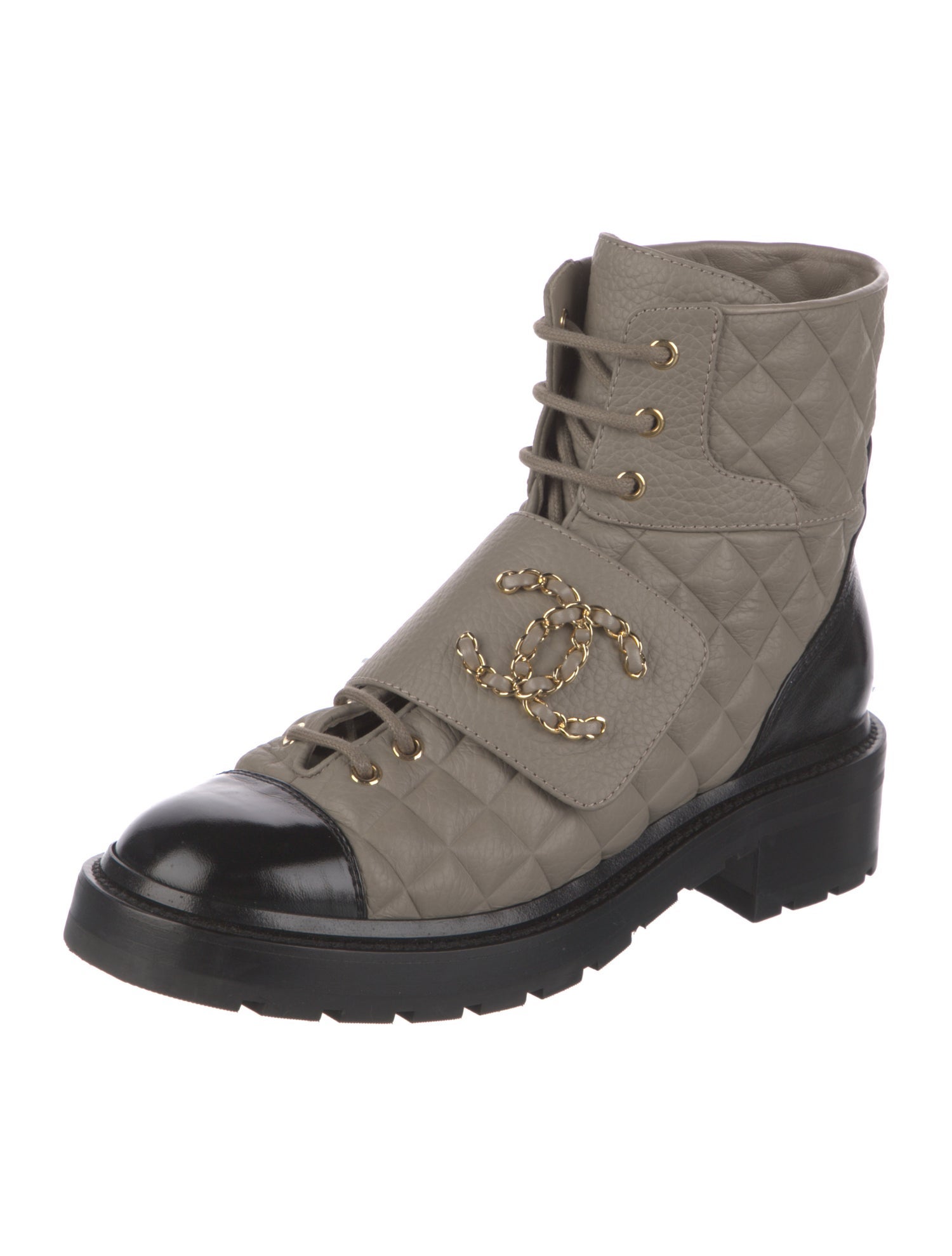 Chanel 2022 Interlocking CC Logo Combat Boots