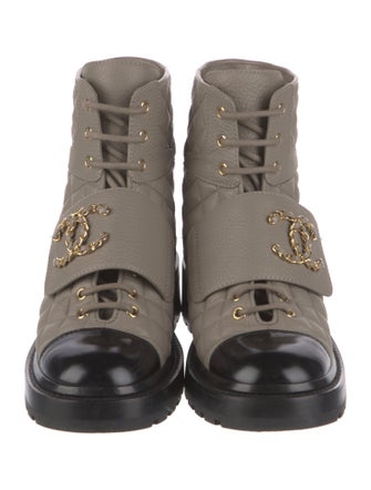 Chanel 2022 Interlocking CC Logo Combat Boots