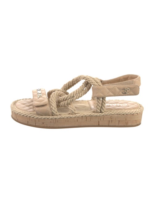 Chanel Interlocking CC Logo Leather Espadrilles