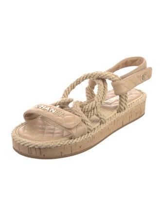 Chanel Interlocking CC Logo Leather Espadrilles