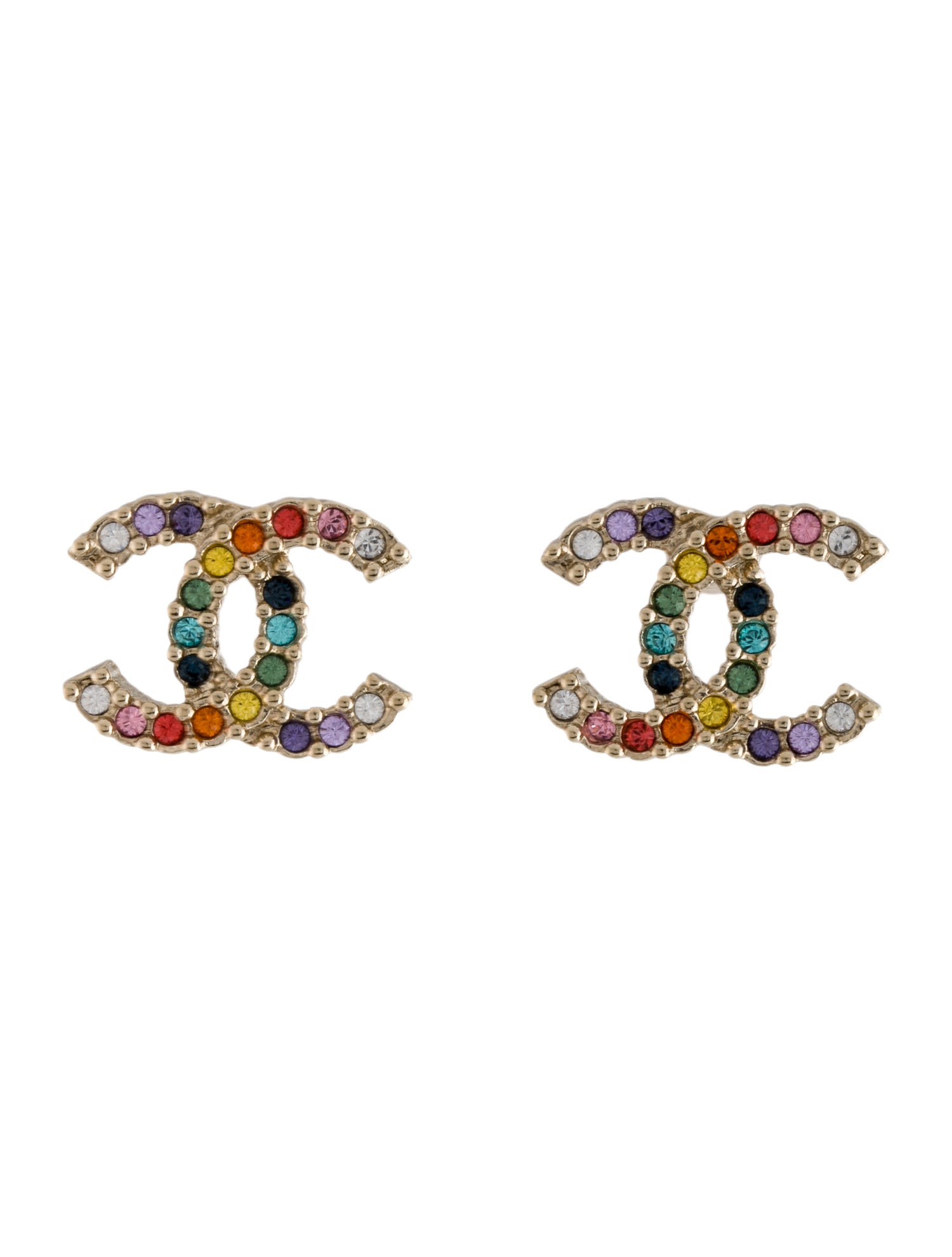 Chanel 2020 Strass CC Stud Earrings