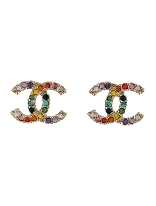Chanel 2020 Strass CC Stud Earrings