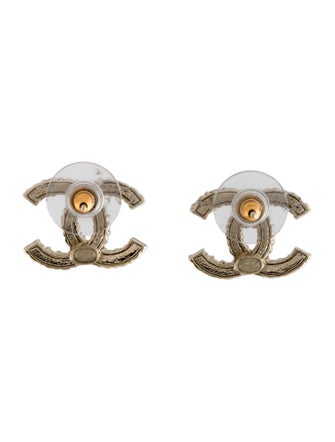 Chanel 2020 Strass CC Stud Earrings