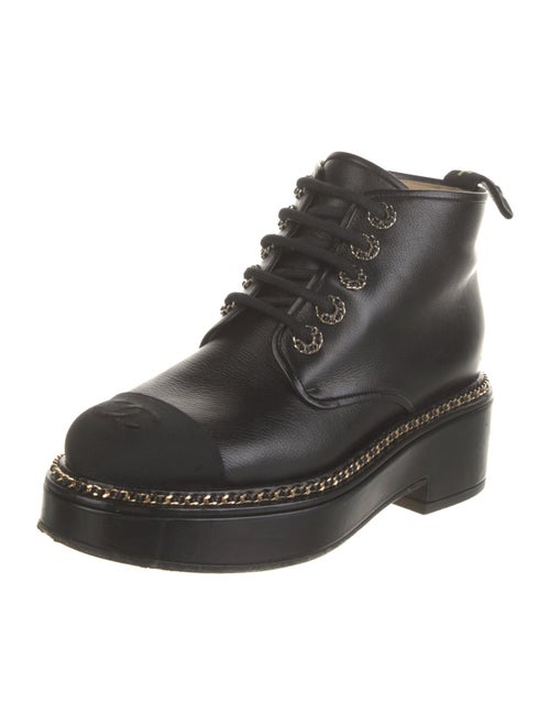 Chanel Interlocking CC Logo Leather Combat Boots