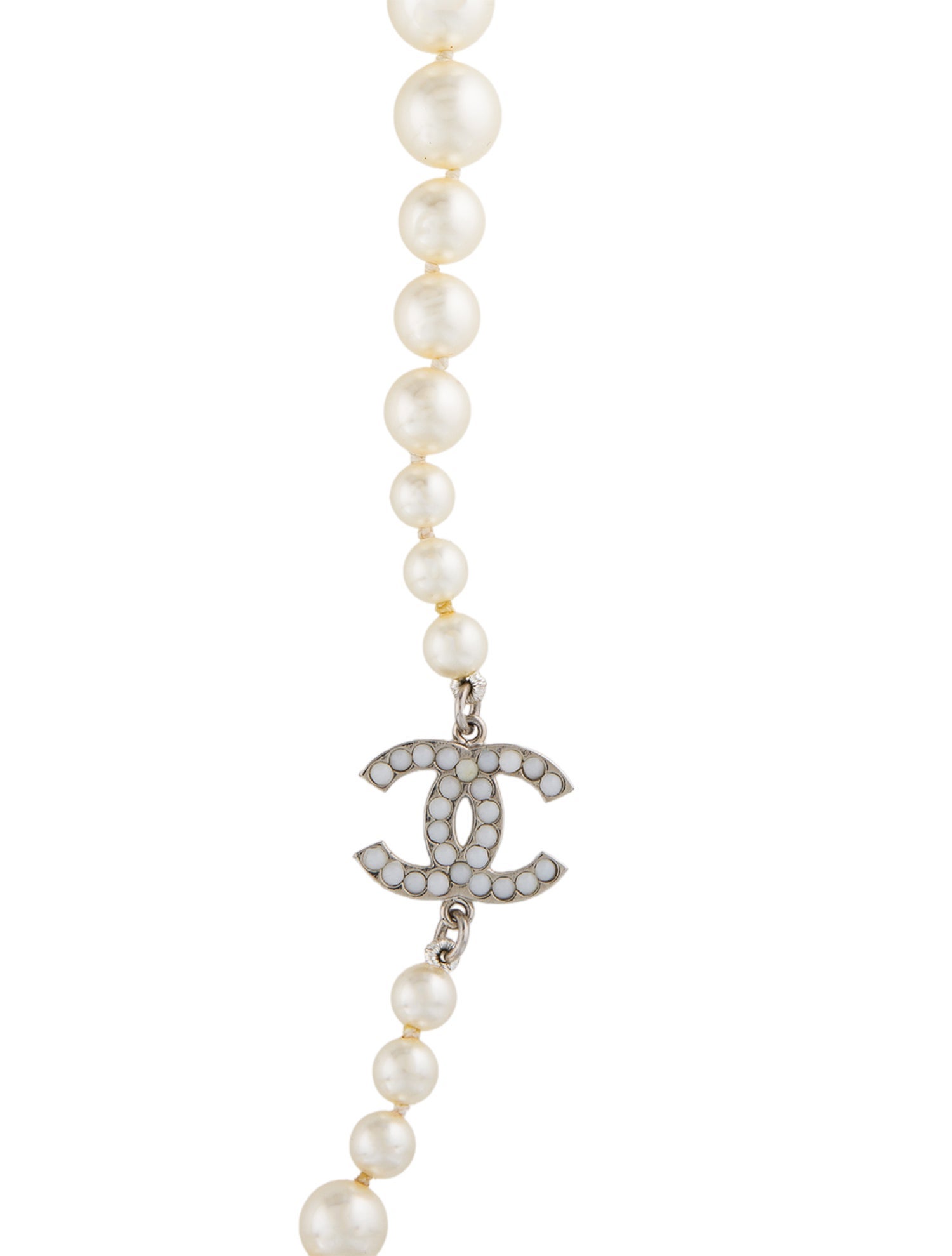 Chanel Faux Pearl & Resin CC Station Necklace