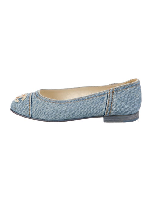 Chanel Interlocking CC Logo Denim Ballet Flats