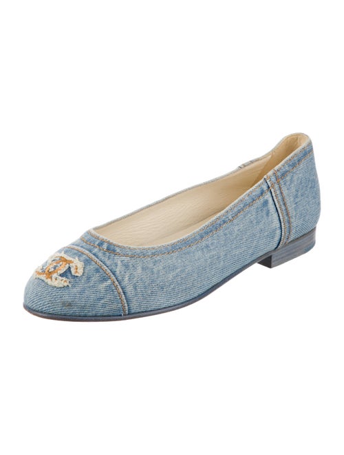 Chanel Interlocking CC Logo Denim Ballet Flats