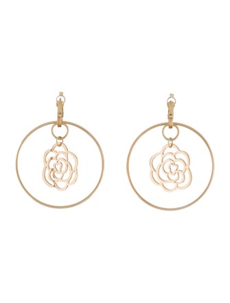 Chanel 18K Camellia Ajoure Hoop Earclips