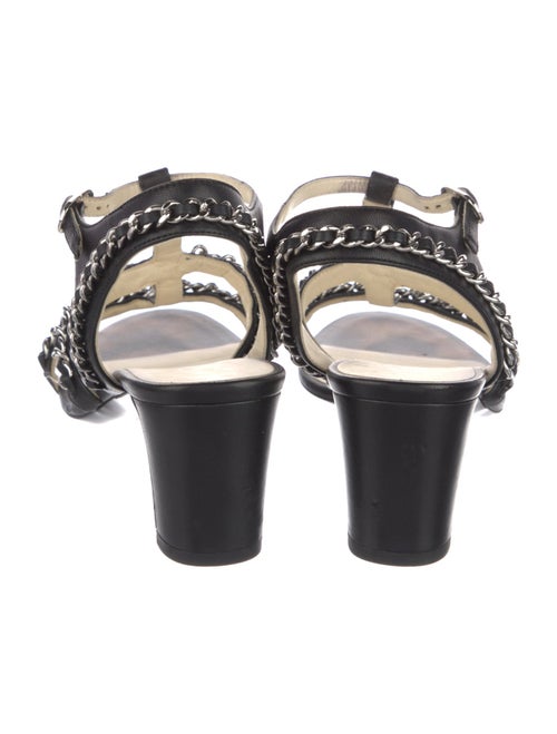 Chanel Interlocking CC Logo Leather T-Strap Sandals
