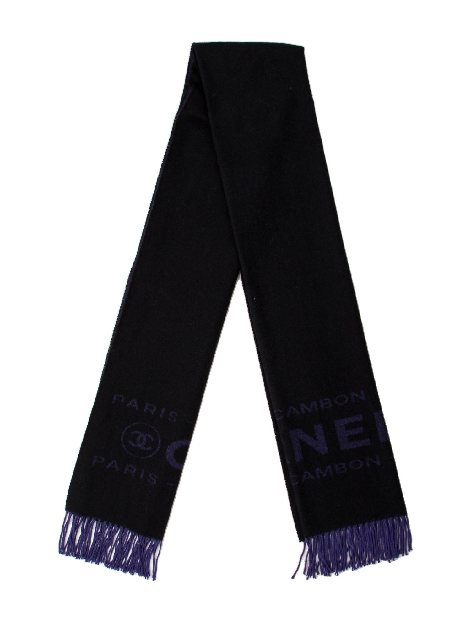 Chanel Cashmere Interlocking CC Logo Scarf