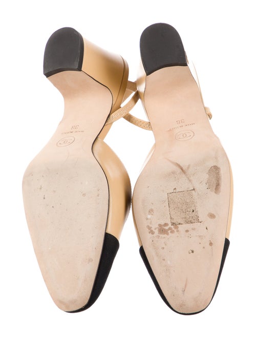 Chanel Interlocking CC Logo Goat Leather Slingback Pumps