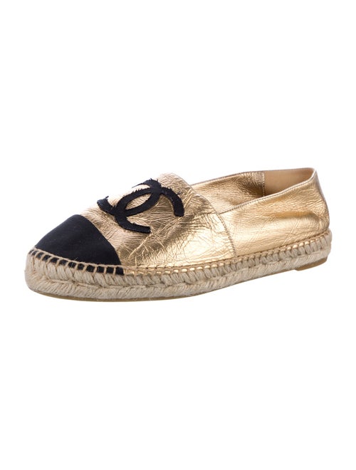 Chanel Interlocking CC Logo Leather Espadrilles