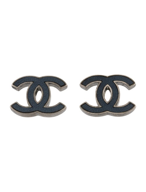 Chanel Leather CC Stud Earrings