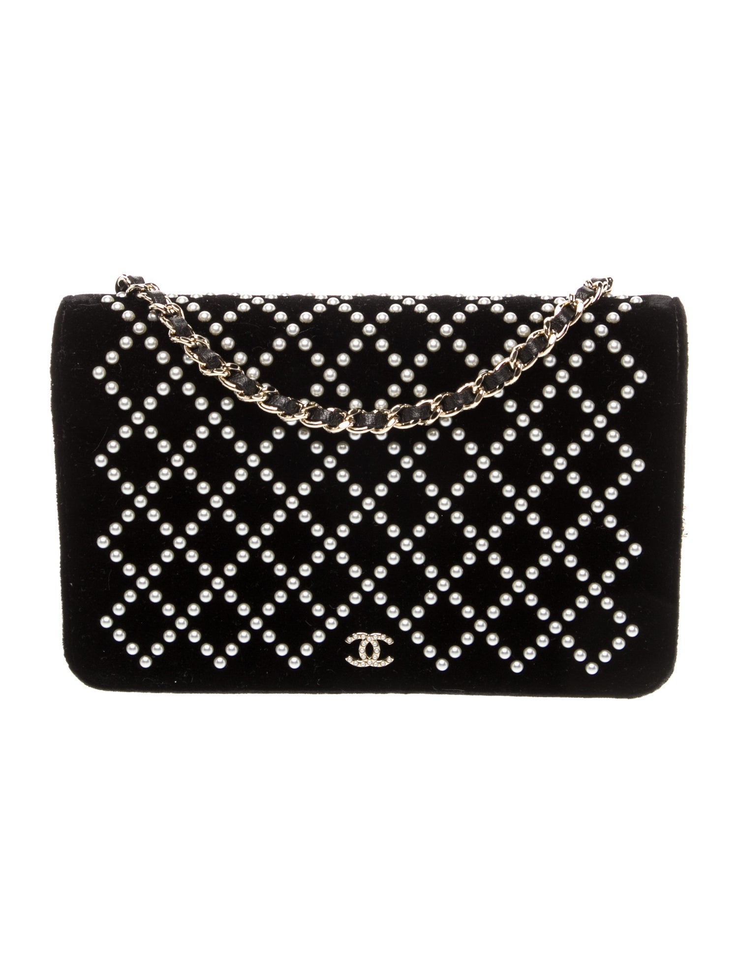 Chanel Velvet Fantasy Pearl Wallet On Chain