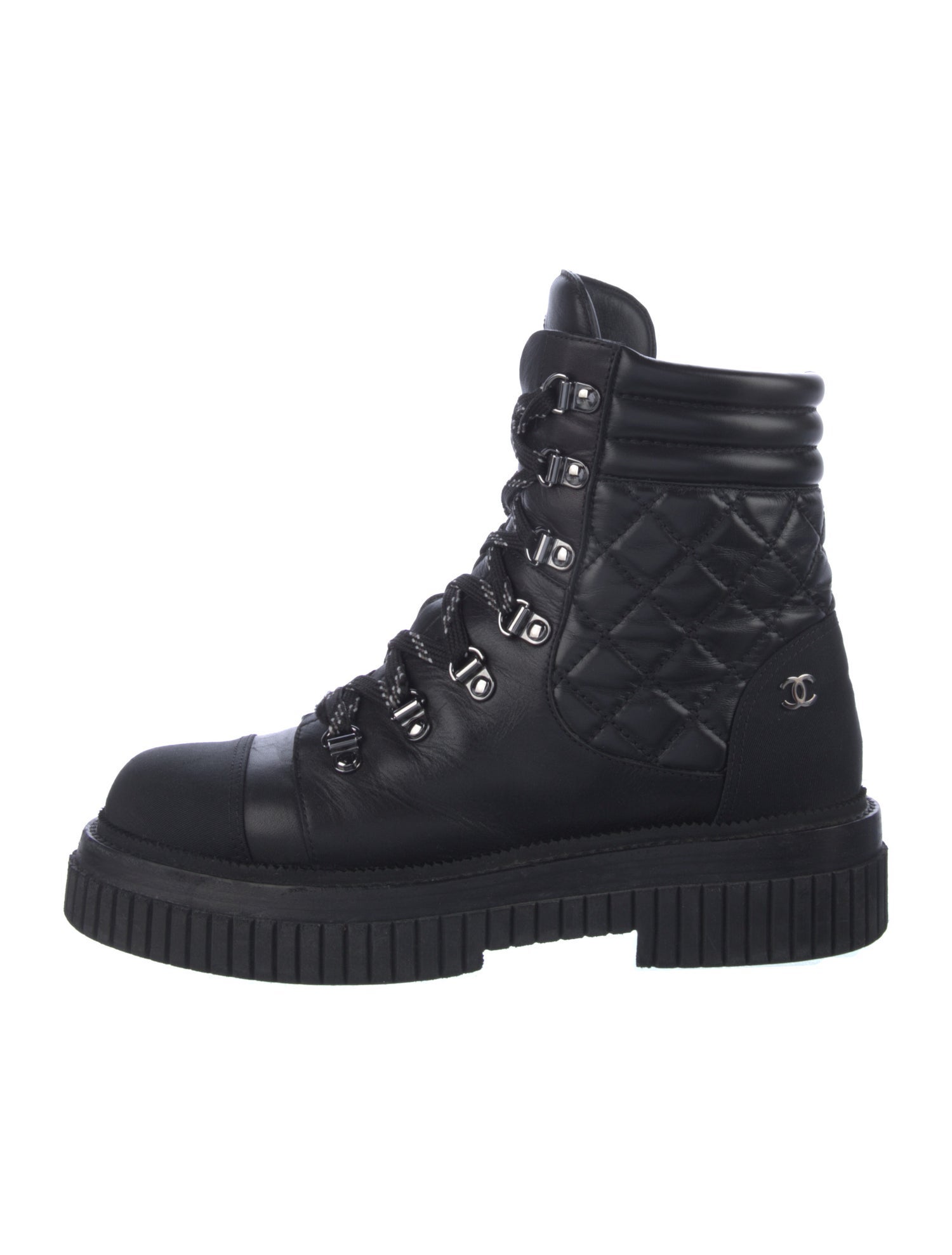 Chanel 2021 Interlocking CC Logo Combat Boots